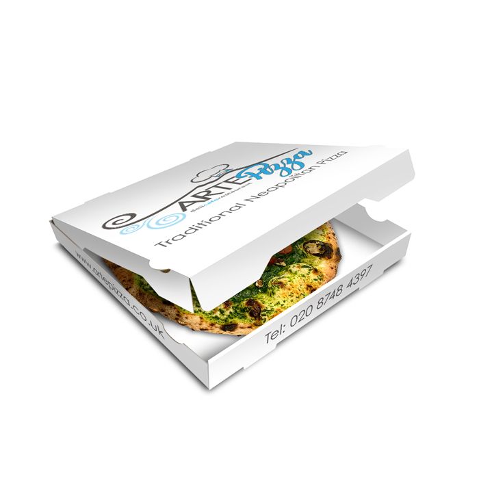 ARTE PIZZA - Pizza Box White Paper - 2col - 32x32x4 - 12.5x12.5x1.5 - 100 pz