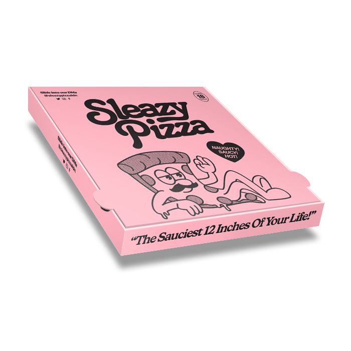 SLEAZY PIZZA - Pizza Box White Paper - 2col - 32x32x4 - 12.5x12.5x1.5nch - 100 pz