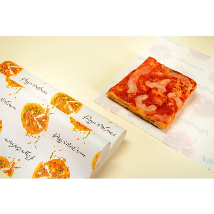 POLYTHENE WRAPPING PAPER "PIZZA DESIGN" - 25X25 - 1KG - 266PCS