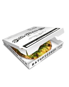 BATH PIZZA CO - Pizza Box White Paper - 2col - 32x32x4 - 12.5x12.5x1.5inch - 100 pz