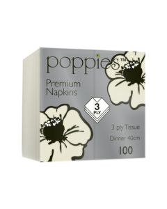 POPPIES - Napkin Champagne Cl  4Fold x 3Ply - 40cm