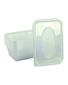 SATCO - Microwave Rectangular Plastic Containers + Lids - 650 ml