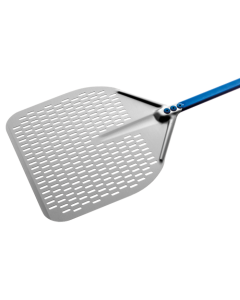 GIMETAL - Stainless Rectangular Perforated Pizza Peel - 41x41x150cm