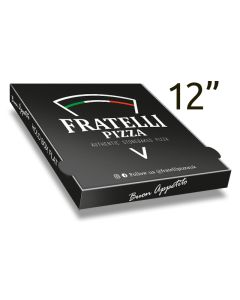 FRATELLI PIZZA - Pizza Box White Paper - 3col - 32x32x4 - 12.5x12.5x1.5inch - 100 pz