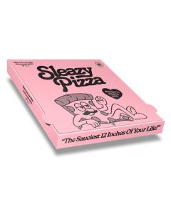 SLEAZY PIZZA - Pizza Box White Paper - 2col - 32x32x4 - 12.5x12.5x1.5nch - 100 pz