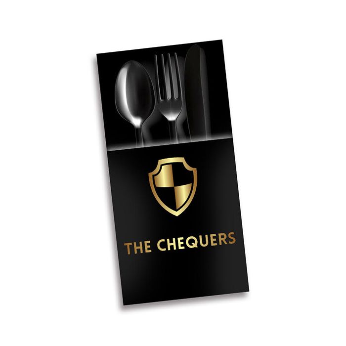 Napkins Tablin Black THE CHEQUERS PUB -  8fold - 40cm - 500