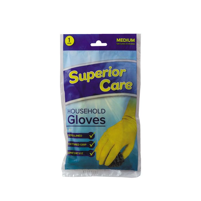 Gloves Medium Superior Care Household Rubber