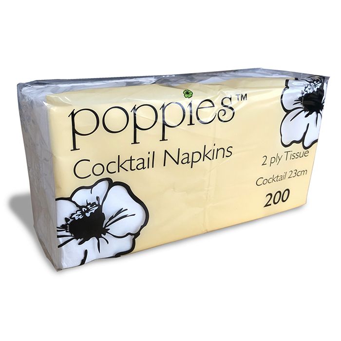 POPPIES - NAPKINS COCKTAIL WHITE - 2ply - 24cm - 4000