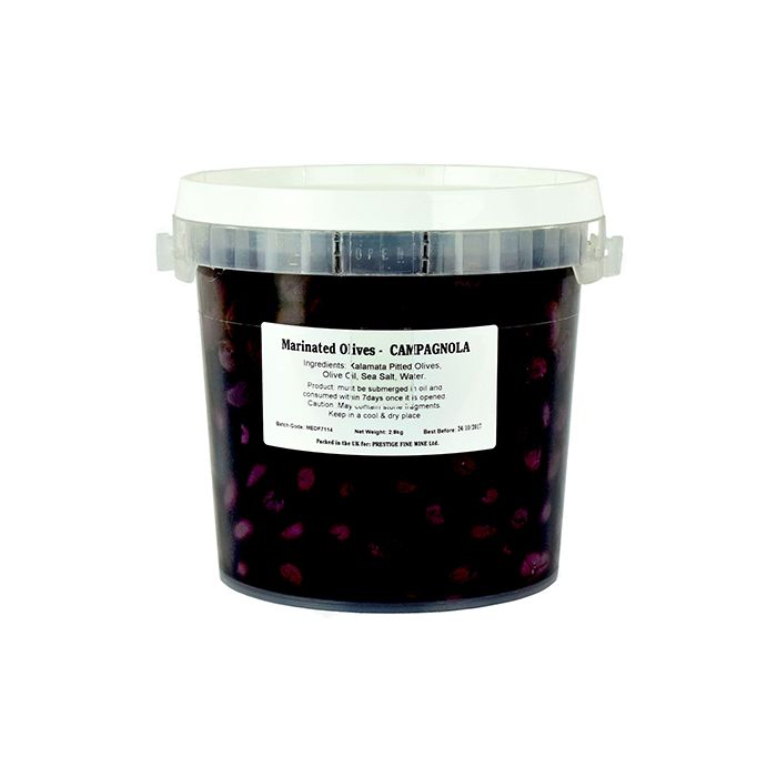 OLIVES CAMPAGNOLA 2.9kg "Marinated Black Kalamata Pitted Olives" BELLORTO