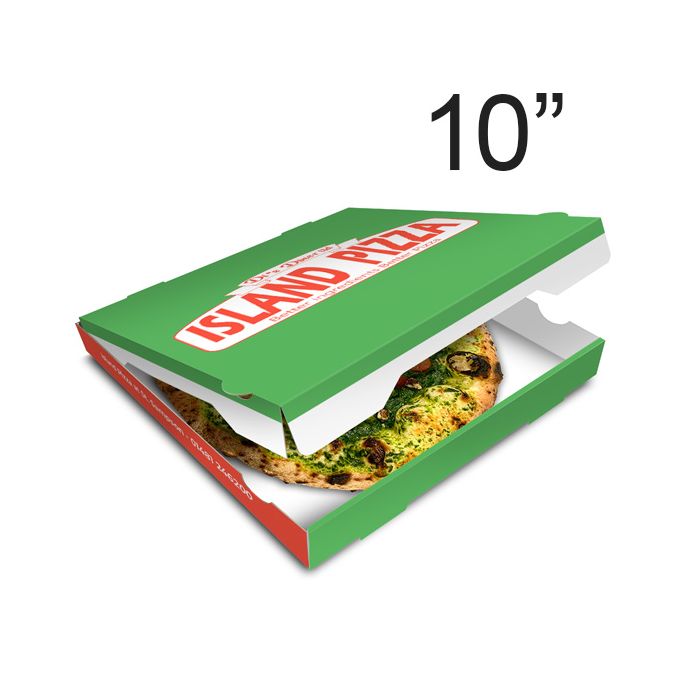 ISLAND PIZZA - Pizza Box White Paper - 2col - 26x26x4 - 10x10x1.5 inch - 100 pz