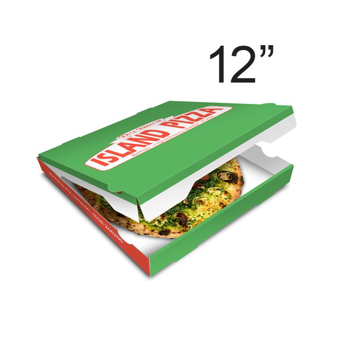 ISLAND PIZZA - Pizza Box White Paper - 2col - 31x31x4 - 12x12x1.5 - 100 pz