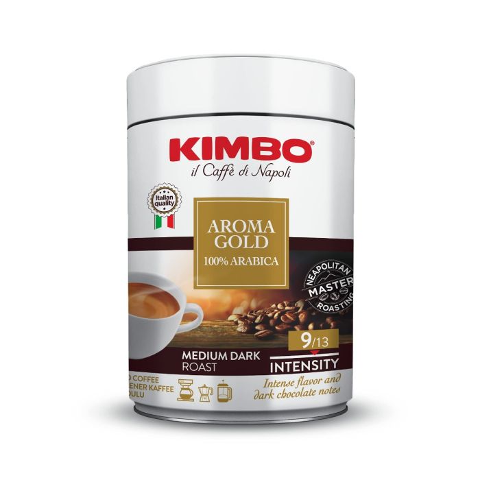 KIMBO - Caffe Aroma Gold 100% Arabica Ground - 250g & Tin