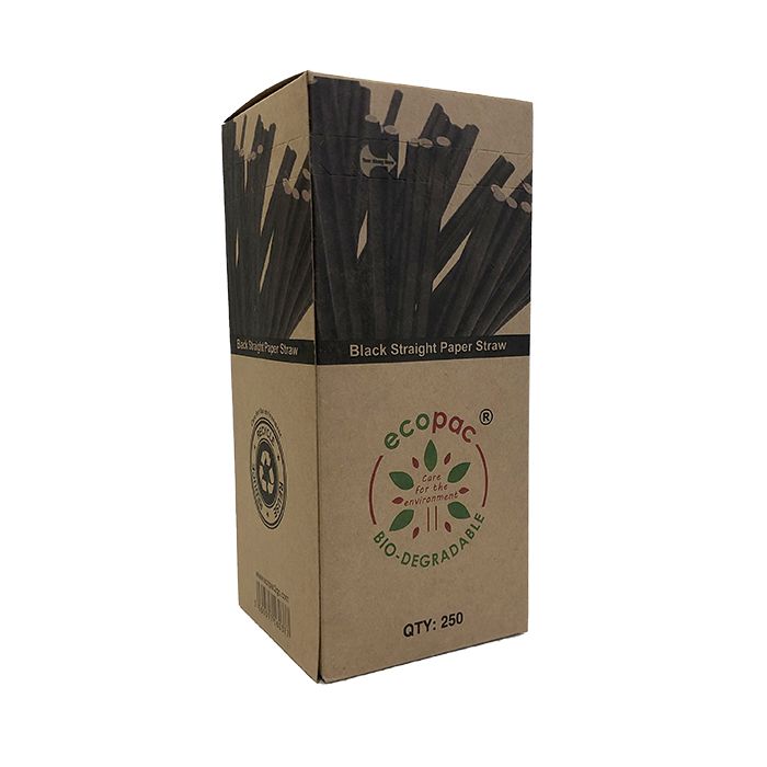 ECOPAC - Straws Black Paper Straight - 250's