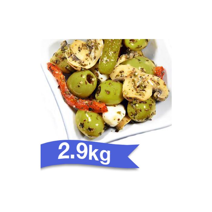 BELLORTO - OLIVES CONTADINA 2.9kg "Pitted Green Olives Marinated Mixed with Mushroom "