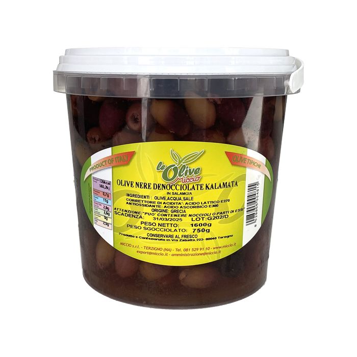 MICCIO - OLIVE KALAMATA - Black Olives Pitted in Brine - 1.6kg