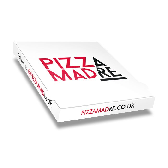 PIZZA MADRE - Pizza Box White Paper - 2col - 32x32x4 - 12.5x12.5x1.5 inch - 100pz