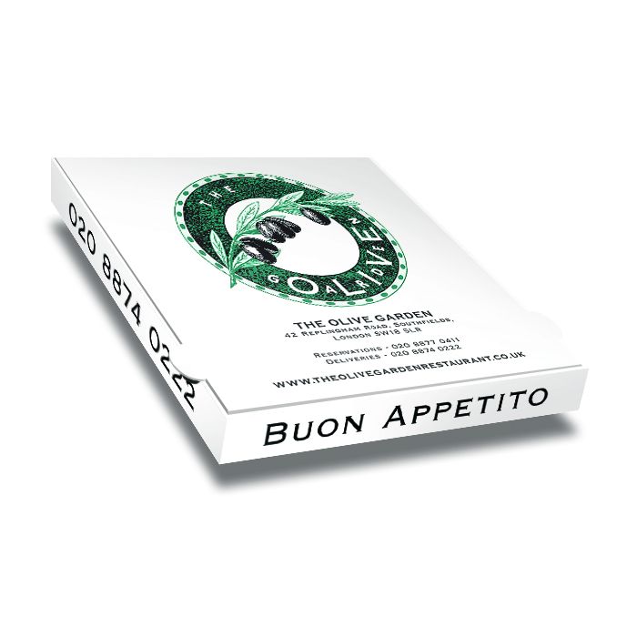 THE OLIVE GARDEN - Pizza Box White Paper - 2col - 32x32x4 - 12.5x12.5x1.5inch - 100 pz