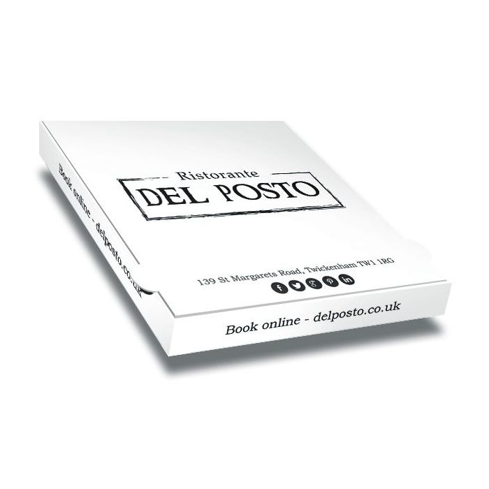 SAN GIORGIO DEAL - DEL POSTO Pizza Box White Paper - 1col - 33x33x4 - 13x13x1.5inch - 100 pz