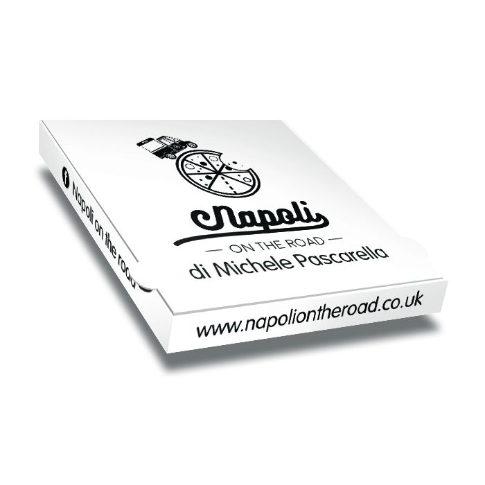 NAPOLI ON THE ROAD - Pizza Box White Paper - 1col - 32x32x4 - 12.5x12.5x1.5inch - 100 pz