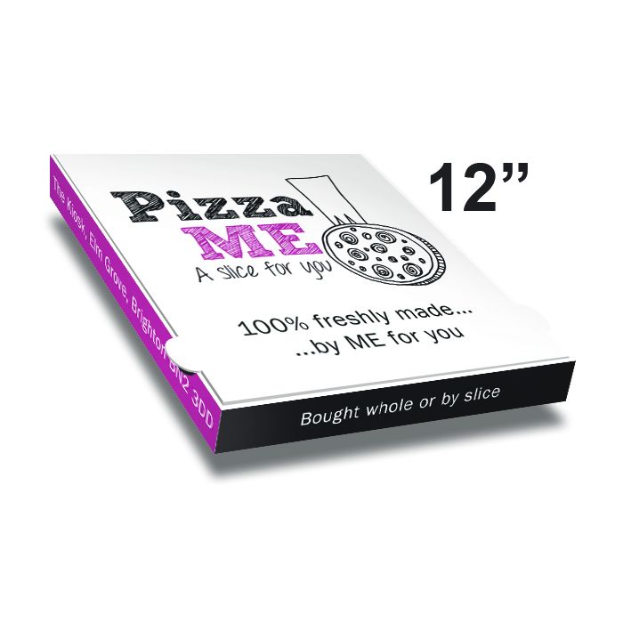 PIZZA ME - Pizza Box White Paper - 2col - 32x32x4 - 12.5x12.5x1.5 inch - 100 pz