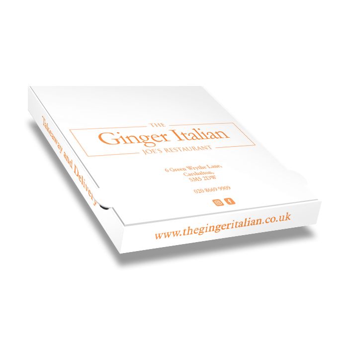 GINGER ITALIAN - Pizza Box White Paper - 1col - 31x31x4 - 12x12x1.5inch - 100 pz