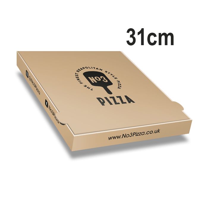 NUMBER 3 - Pizza Box Brown Paper - 1col - 31x31x4 - 12x12x1.5inch - 100 pz