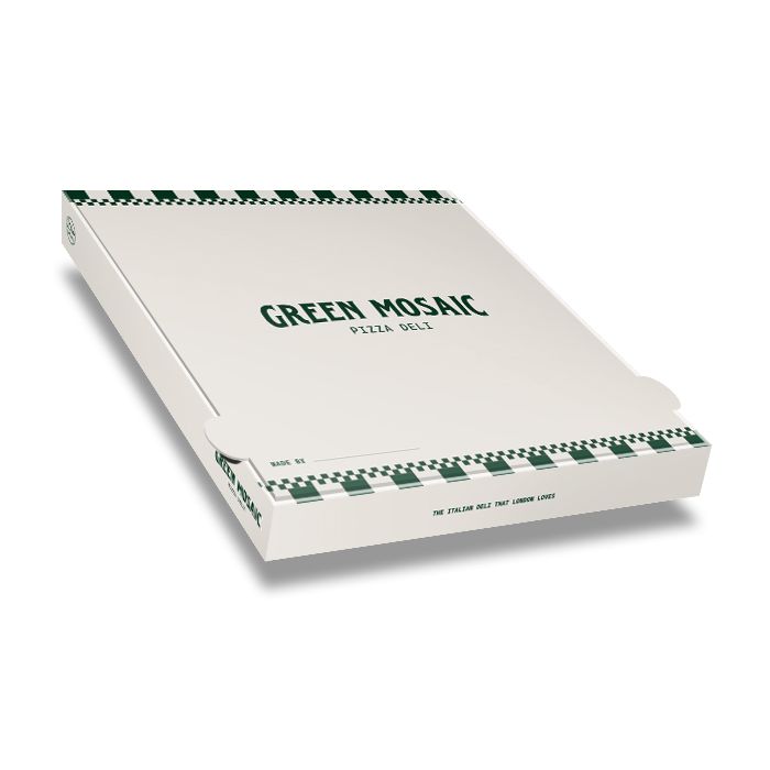 GREEN MOSAIC - Pizza Box White Paper - 2col 12.5x12.5x1.5inch - 100 pz