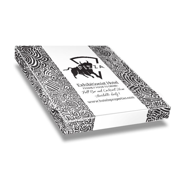 EXHIBITIONIST HOTEL - Pizza Box White Paper - 1col - 31x31x4 - 12x12x1.5inch - 100 pz