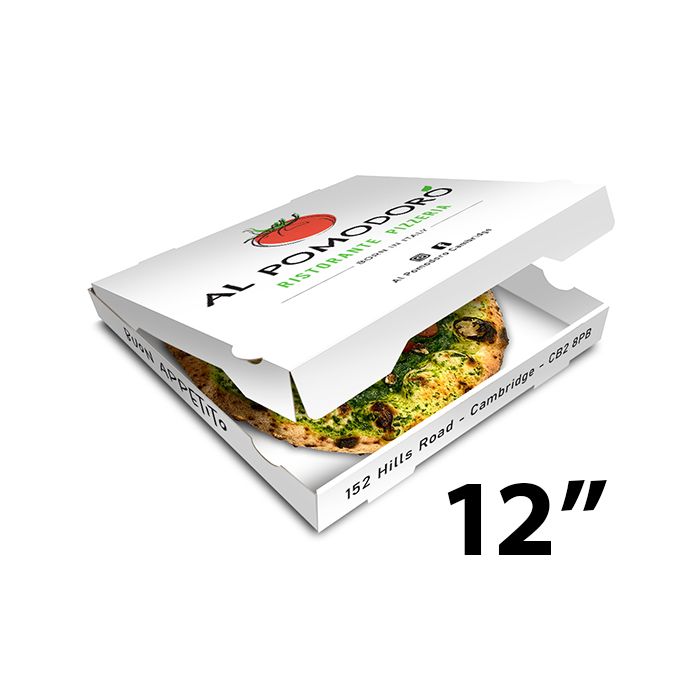 AL POMODORO - Pizza Box White Paper - 3col - 32x32x4 - 12x12x1.5inch - 100 pz