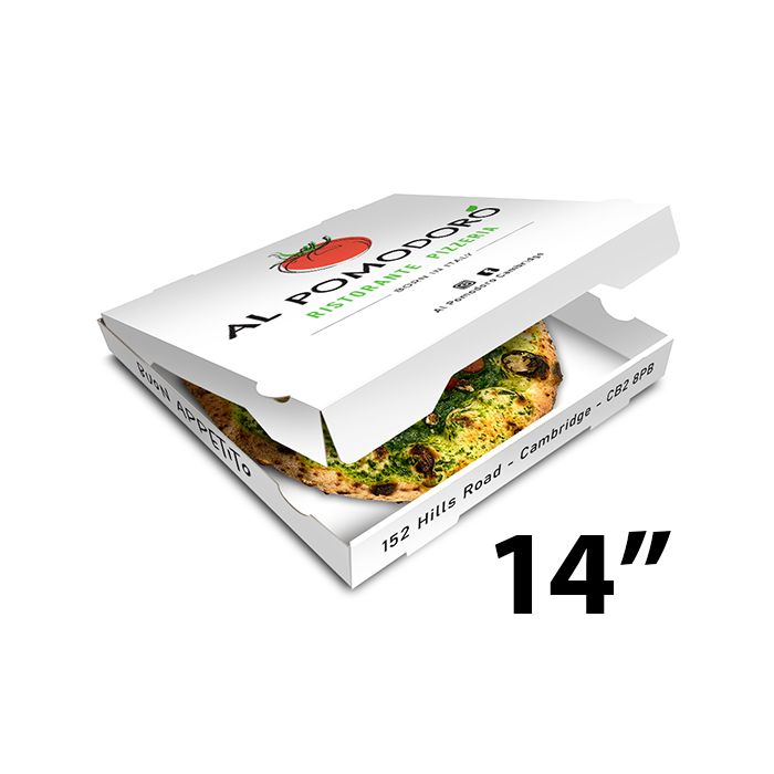 AL POMODORO - Pizza Box White Paper - 3col - 36x36x4 - 14x14x1.5inch - 100 pz