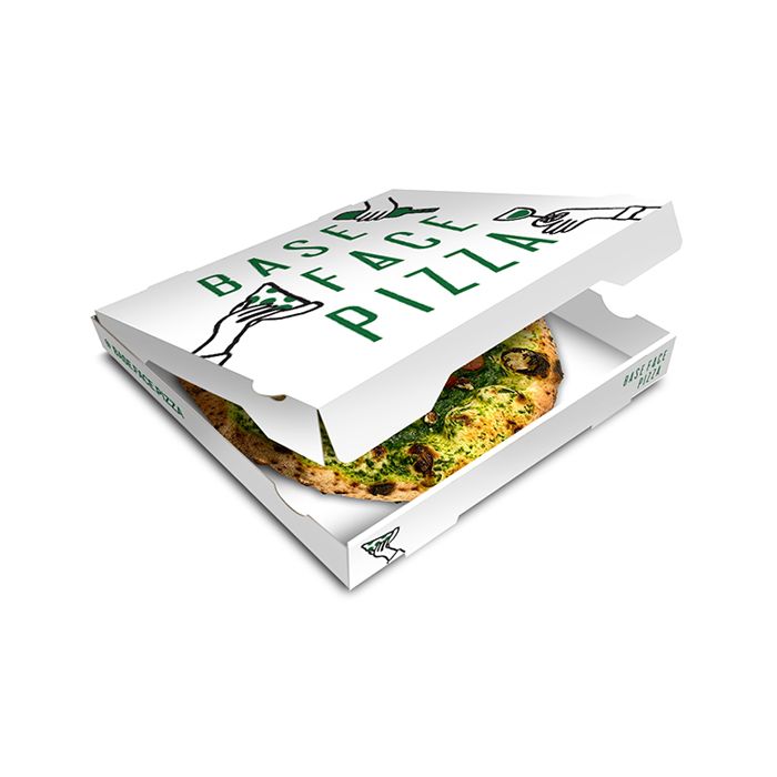 BASE FACE PIZZA - Pizza Box White Paper - 2 COLOURS - 31x31x4 - 12x12x1.5inch - 100 pz