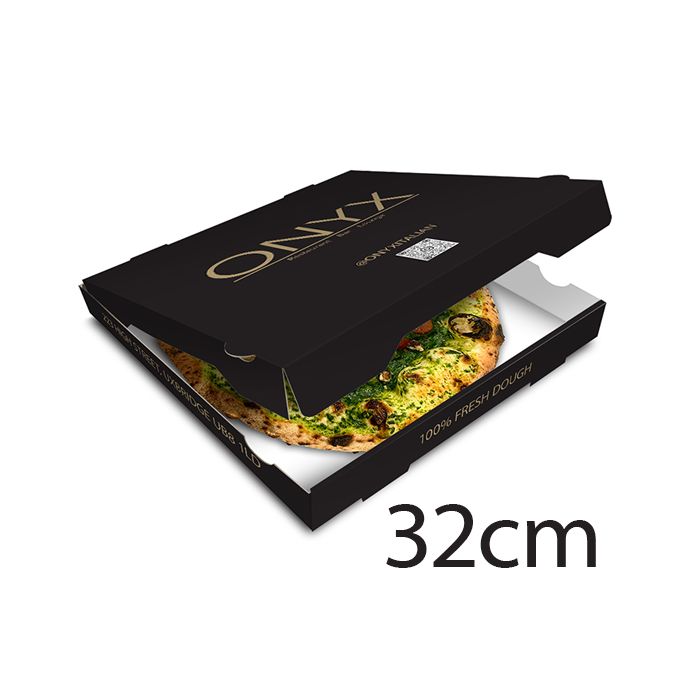 ONYX - Pizza Box White Paper - 2col - 32x32x4 - 12.5x12.5x1.5 inch - 100 pz