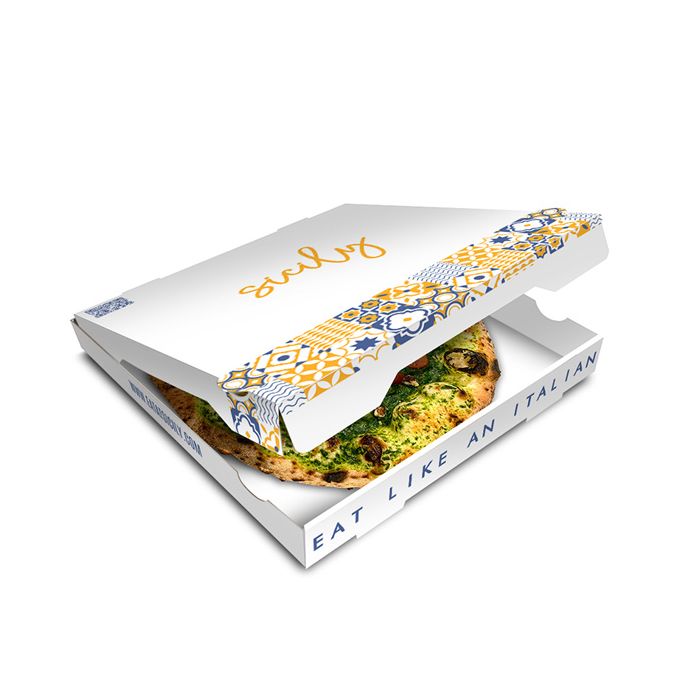 SICILY - Pizza Box White Paper - 2col - 32x32x4 - 12.5x12.5x1.5 - 100 pz