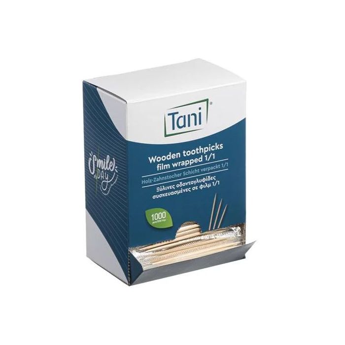 TESSERA - Wrapped Wooden Toothpicks in Kraft Paper Dispenser (1000 pieces)