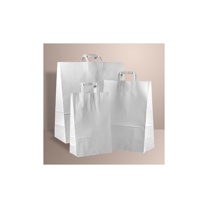 CARRIER BAGS SHOPPERS WHITE - 18+8X26 - 100PZ