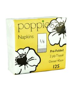 POPPIES - Napkins White 8FOLD 2ply 40cm - 16x125's 2000pcs