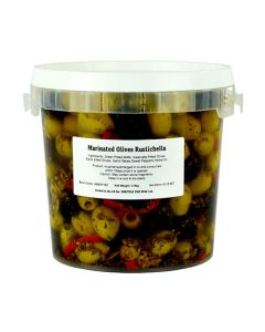 OLIVES RUSTICHELLA - Mix Black/Green Marinated Large Pitted Olives - 2.9Kg - BELLORTO