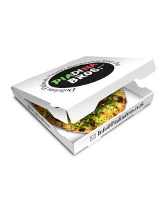 PIADINA BROS - Pizza Box White Paper - 3col - 18x18x4 - 7x7x1.5 - 100 pz