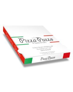 PIZZA PAZZO - Pizza Box White Paper - 3col - 32x32x4 - 12.5x12.5x1.5inch - 100 pz