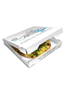 ARTE PIZZA - Pizza Box White Paper - 2col - 32x32x4 - 12.5x12.5x1.5 - 100 pz